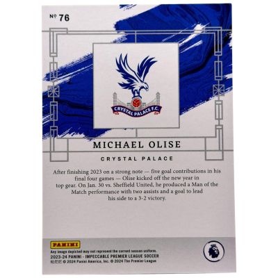 Michael Olise 2023-24 Panini Impeccable Premier League - GOLD 10/10 #76 Crystal Palace