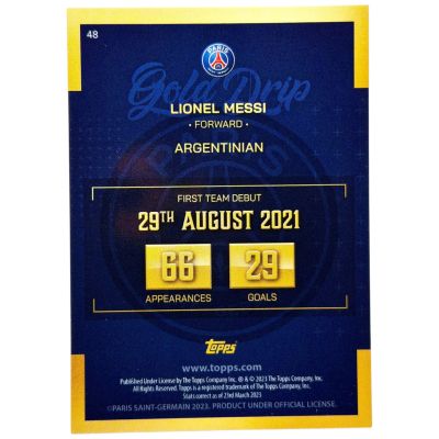 Lionel Messi 2022-23 Topps PSG Team Set - GOLD DRIP #48