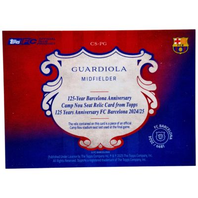 Guardiola 2024-25 Topps FC Barcelona 125 Years - Seat Relic 30/75 #CS-PG 