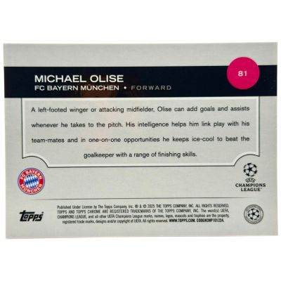 Michael Olise 2024-25 Topps Chrome Sapphire - Orange 09/25 #81 Bayern Munchen
