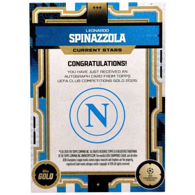 Leonardo Spinazzola 2025-26 Topps Gold UEFA Club Competitions – Current Stars AUTO – SSC Napoli