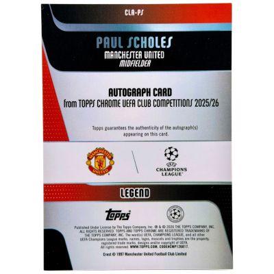 Paul Scholes 2025-26 Topps Chrome UCC - AUTO Legend 173/199 #CLA-PS Manchester United