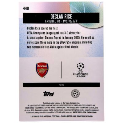 Declan Rice 2025-26 Topps Finest UCC - 05/49 #448 Arsenal