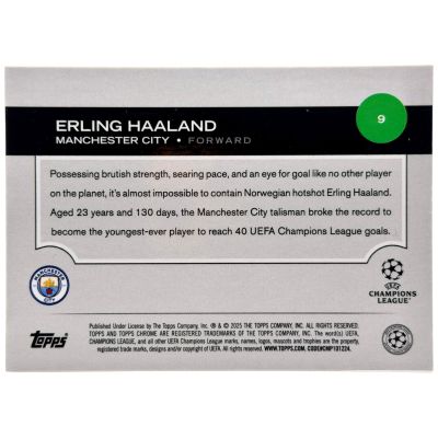 Erling Haaland 2024-25 Topps Chrome UCC – Neon Green 124/225 #9 – Manchester City
