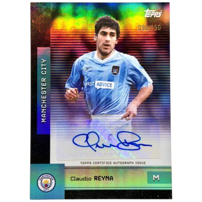 Claudio Reyna 2025-26 Topps Manchester City Team Set – AUTO Blue Rainbow Foil 096/150 #BA-CR