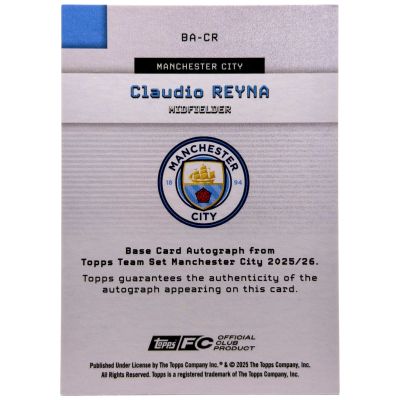 Claudio Reyna 2025-26 Topps Manchester City Team Set – AUTO Blue Rainbow Foil 096/150 #BA-CR