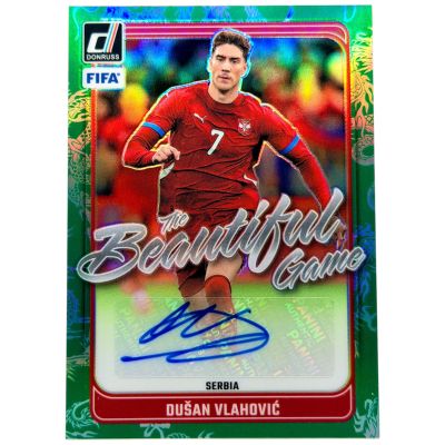 Dusan Vlahovic 2024-25 Panini Donruss Soccer – The Beautiful Game AUTO Dragon Scale 09/75 #BG-DV – Serbia