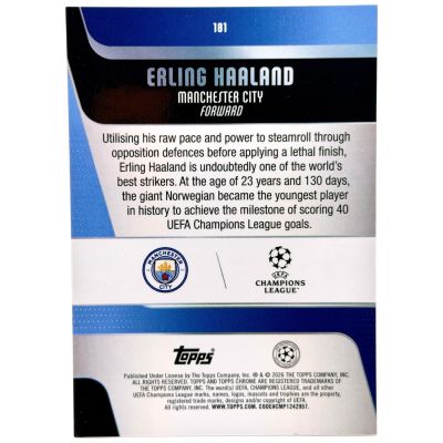 Erling Haaland 2025-26 Topps Chrome UCC – Negative SP #181 – Manchester City