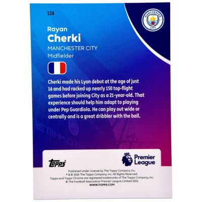 Rayan Cherki 2025-26 Topps Premier League – Purple 66/75 – Manchester City