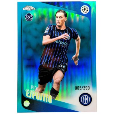Pio Esposito 2025-26 Topps Chrome UCC – RC Rookie Aqua 005/299 #163 – Inter Milan