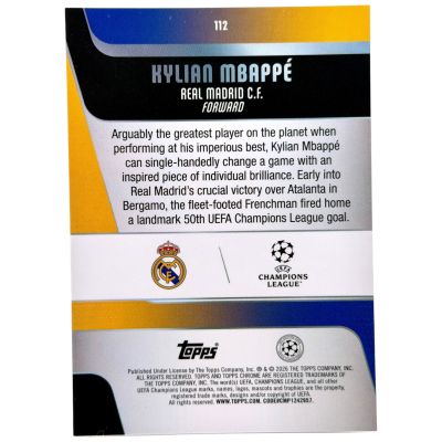 Kylian Mbappé 2025-26 Topps Chrome UCC – Negative Parallel #112 – Real Madrid