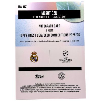 Mesut Ozil 2025-26 Topps Finest UCC - AUTO #BA-OZ Real Madrid