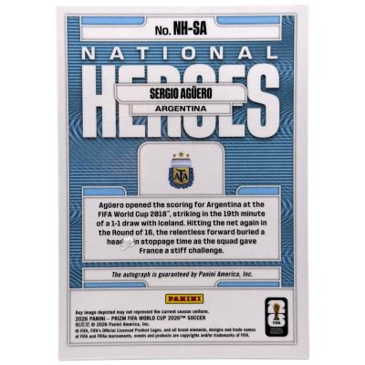 Sergio Aguero 2026 Panini Prizm World Cup - National Heroes AUTO #NH-SA Argentina  