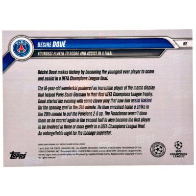 Desire Doue 2025 Topps Now - UCL Record Youngest Player to score + assist in final PSG