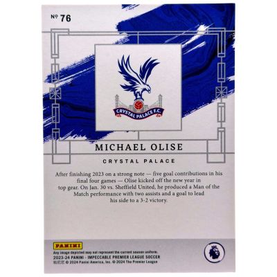 Michael Olise 2023-24 Panini Impeccable Soccer - Silver 19/62 #76 Crystal Palace