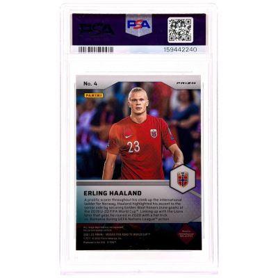 Erling Haaland 2021-22 Topps Mosaic FIFA RD/WC Pitch Masters Mosaic #4 Norvegia PSA 9