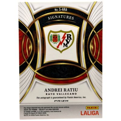 Andrei Ratiu 2025-26 Panini Select La Liga - AUTO Red Prizm #S-ARA Rayo Vallecano