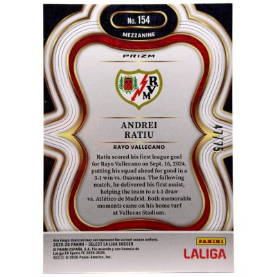 Andrei Ratiu 2025-26 Panini Select La Liga - Orange Prizm 47/75 #154 Rayo Vallecano