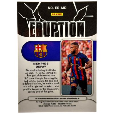 Memphis Depay 2022-2023 Panini-Obsidian Soccer Relic 34/49 #ER-MD Fc Barcelona