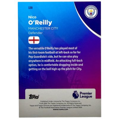 Nico O'reilly Topps Chrome premier league Sapphire Edition 17/50 Future Star #130 Manchester city