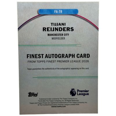 Tijjani Reijnders Topps Finest 2025/2026 auto #FA-TR  Manchester city