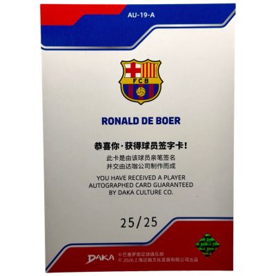Ronald de Boer Daka Final Whistle 2026 Auto 25/25 #AU-19-A Barcelona FC 