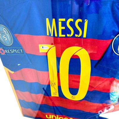 LIONEL MESSI #10 BACK SIGNED FC BARCELONA HOME JERSEY 2015/16 #10 BECKETT CERT