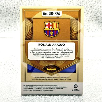 Ronald Araujo 2022-2023 Panini Chronicles Gold Standard La Liga Relic  36/49 #GR-RAJ Fc Barcelona