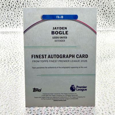 Jayden Bogle /125 Auto - Leeds - 2026 Topps Finest Premier League