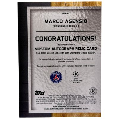 Marco Asensio 2023-24 Topps Museum Collection Auto-Relic 83/150 #MAR-MA PSG