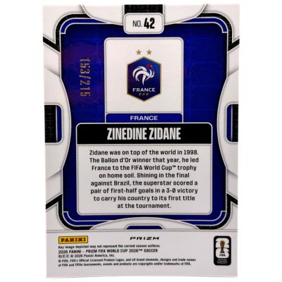 Zinedine Zidane 2026 Panini Prizm FIFA World Cup #42 153/215 France