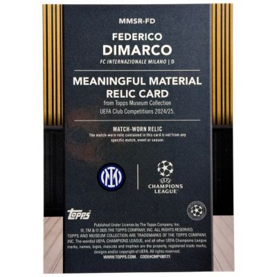 Federico Dimarco 2024-25 Topps Museum Meaningful Material Match-Worn Relic 16/399 #MMSR-FD Inter Milano