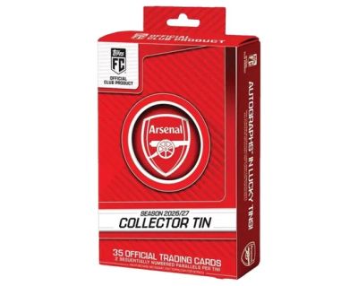Topps Arsenal Collector Tin 2026-27 – 24 Cutii Metalice × 35 Carduri – 48 Carduri Numerotate