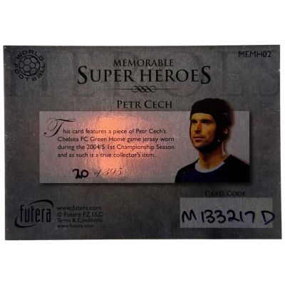 Peter Cech 2010 Futera World Football - Memorable RELIC Match Worn 2004-05 20 /395 #MEMH02 Chelsea 