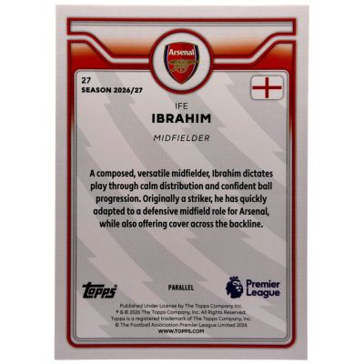 Ife Ibrahim Topps Premier League flagship 26/27 RC purple paralel 51/199 #27 Arsenal 