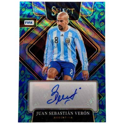 Juan Sebastián Verón 2022-23 Panini Select FIFA Soccer Auto Peacock SSP #S-JSV Argentina