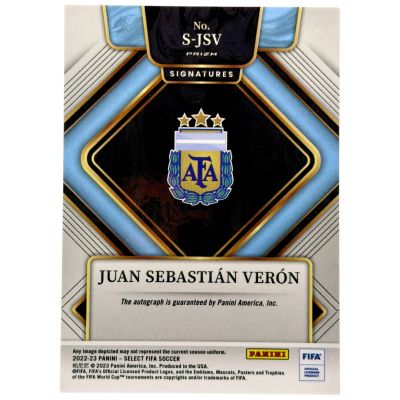 Juan Sebastián Verón 2022-23 Panini Select FIFA Soccer Auto Peacock SSP #S-JSV Argentina