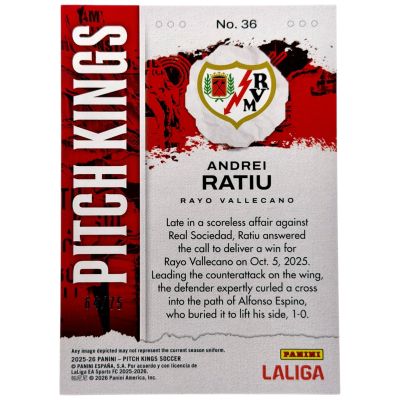 Andrei Rațiu 2025-26 Panini Pitch Kings Amber 64/75 #36 Rayo Vallecano