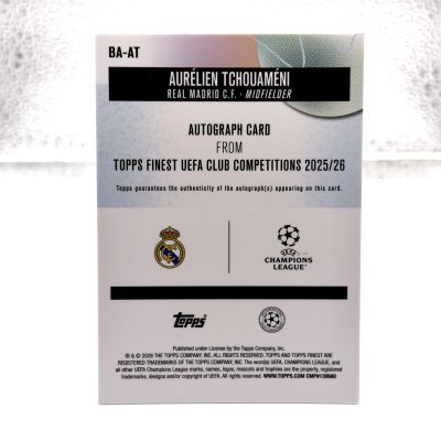 Aurélien Tchouaméni 2025-26 Topps Finest UCC Gold Refractor Auto 1/50 Real Madrid