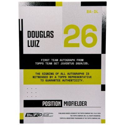 Douglas Luiz 2024-25 Topps Team Set Juventus Yellow AUTO 41/50 #BA-DL Juventus