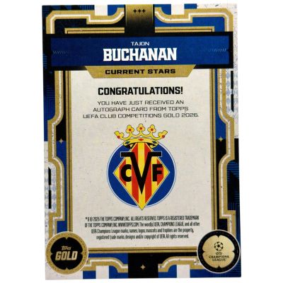 Tajon Buchanan 2025-26 Topps UEFA Club Competitions Gold AUTO Villarreal CF