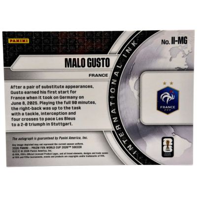 Malo Gusto 2026 Panini Prizm FIFA World Cup International Ink AUTO Franța