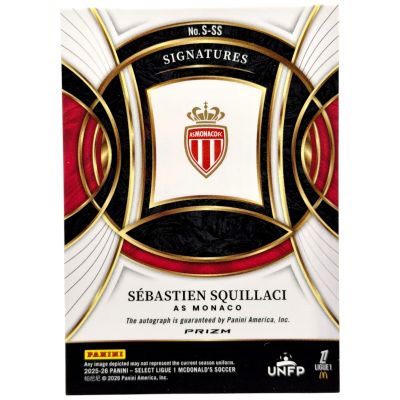 Sebastien Squillaci 2025-26 Panini Select Ligue 1 Prizm AUTO #S-SS AS Monaco