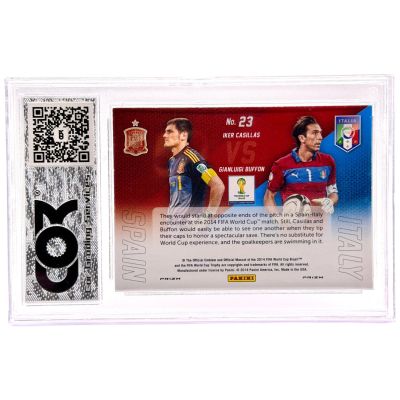 Gianluigi Buffon / Iker Casillas 2014 Panini Prizm FIFA World Cup Brazil Yellow Red Pulsar #23 COR 9
