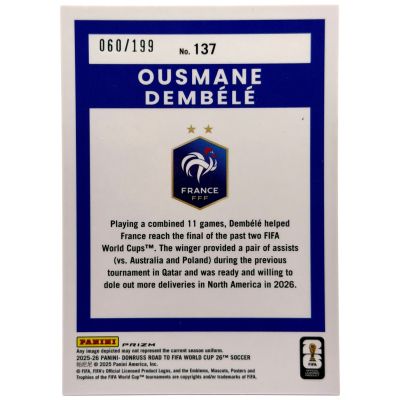 Ousmane Dembele 2025-26 Panini Donruss Road to FIFA World Cup 2026 60 /199 #137 Franta