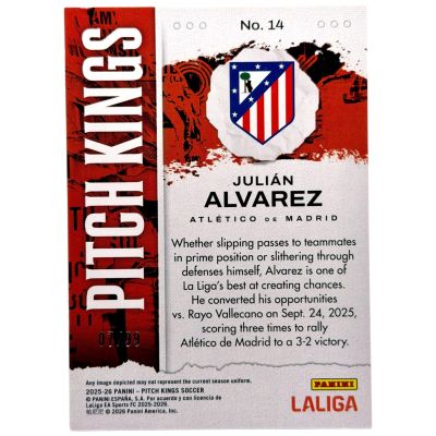 Julian Alvarez Panini Pitch Kings La Liga 7 /99 #14 Atletico Madrid