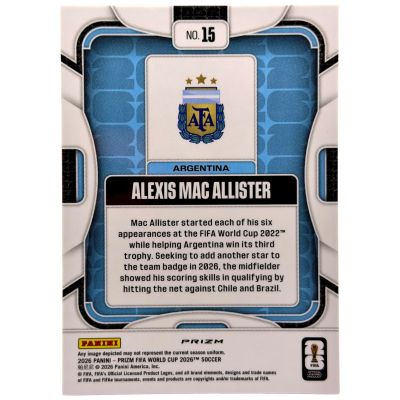 Alexis Mac Allister 2026 Panini Prizm FIFA World Cup Red Green Blue Mojo SP #15 Argentina