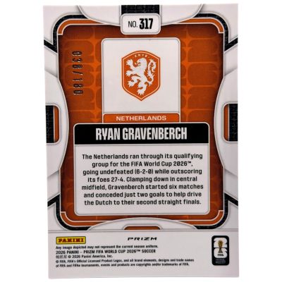 Ryan Gravenberch 2026 Panini Prizm FIFA World Cup Yellow Wave 38 /180 #317 Olanda