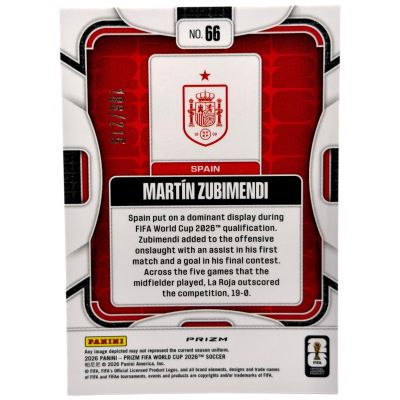 Martin Zubimendi 2026 Panini Prizm FIFA World Cup 186 /215 #66 Spania