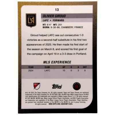 Olivier Giroud 2024-25 Topps Major League Soccer 18 /50 #13 Los Angeles FC